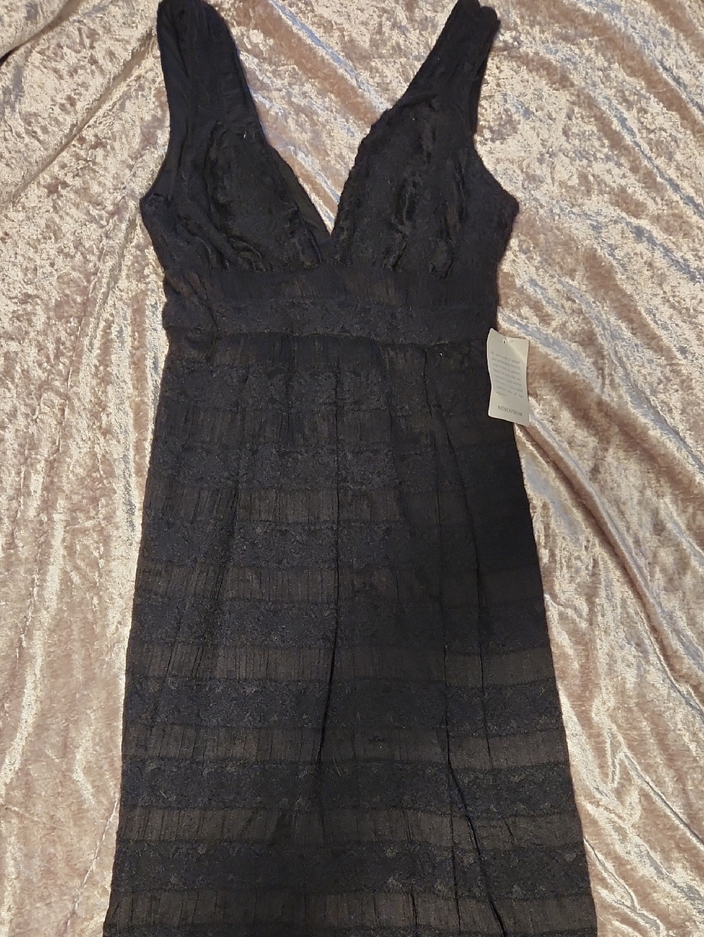 Max Studio Black Lace V-Neck Midi Dress